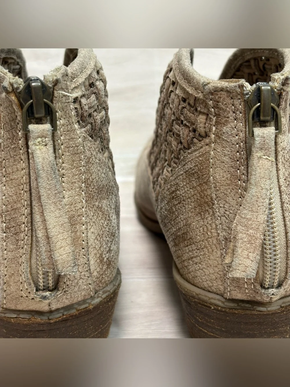 Not Rated Petra Woven Taupe Ankle Booties Size 9